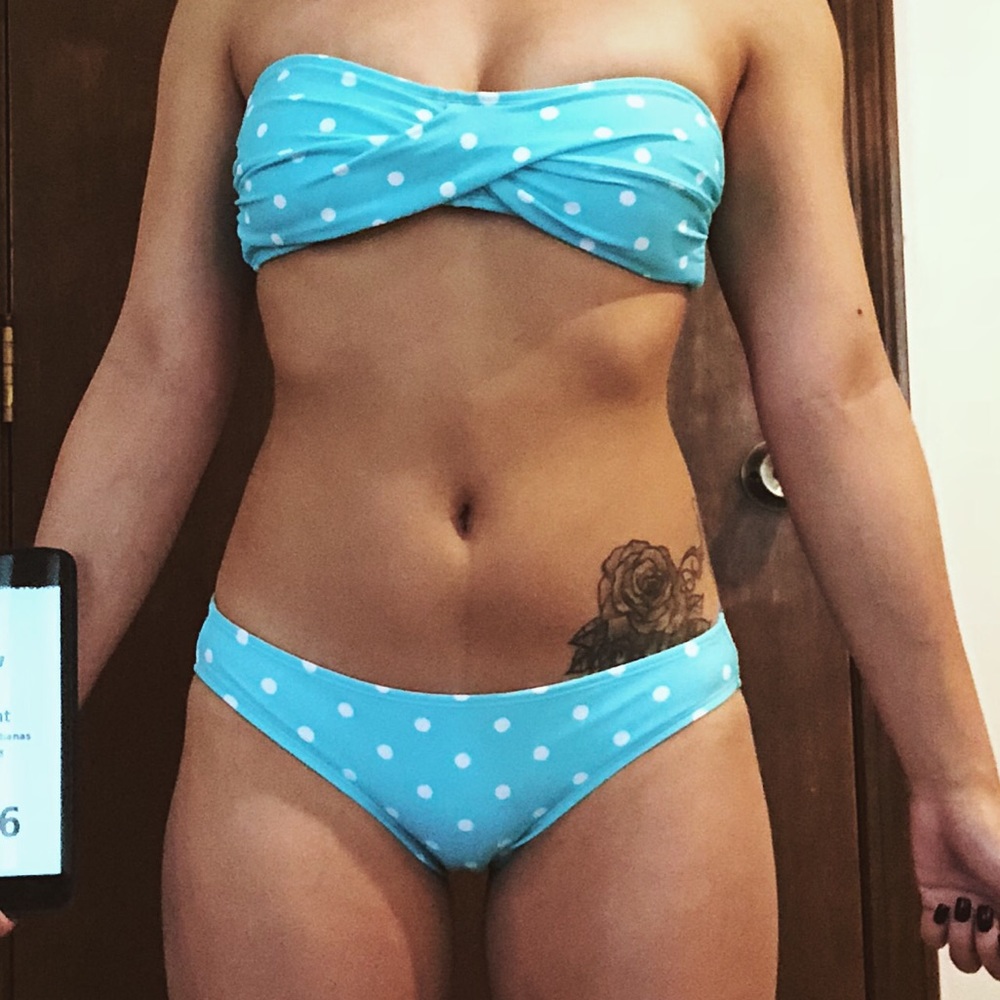 Light blue polka dot bikini set